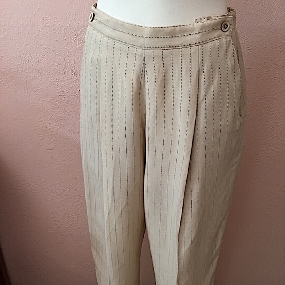 Vintage 80 90 Retro LizSport High Waisted Sailor Pants Striped Wide leg